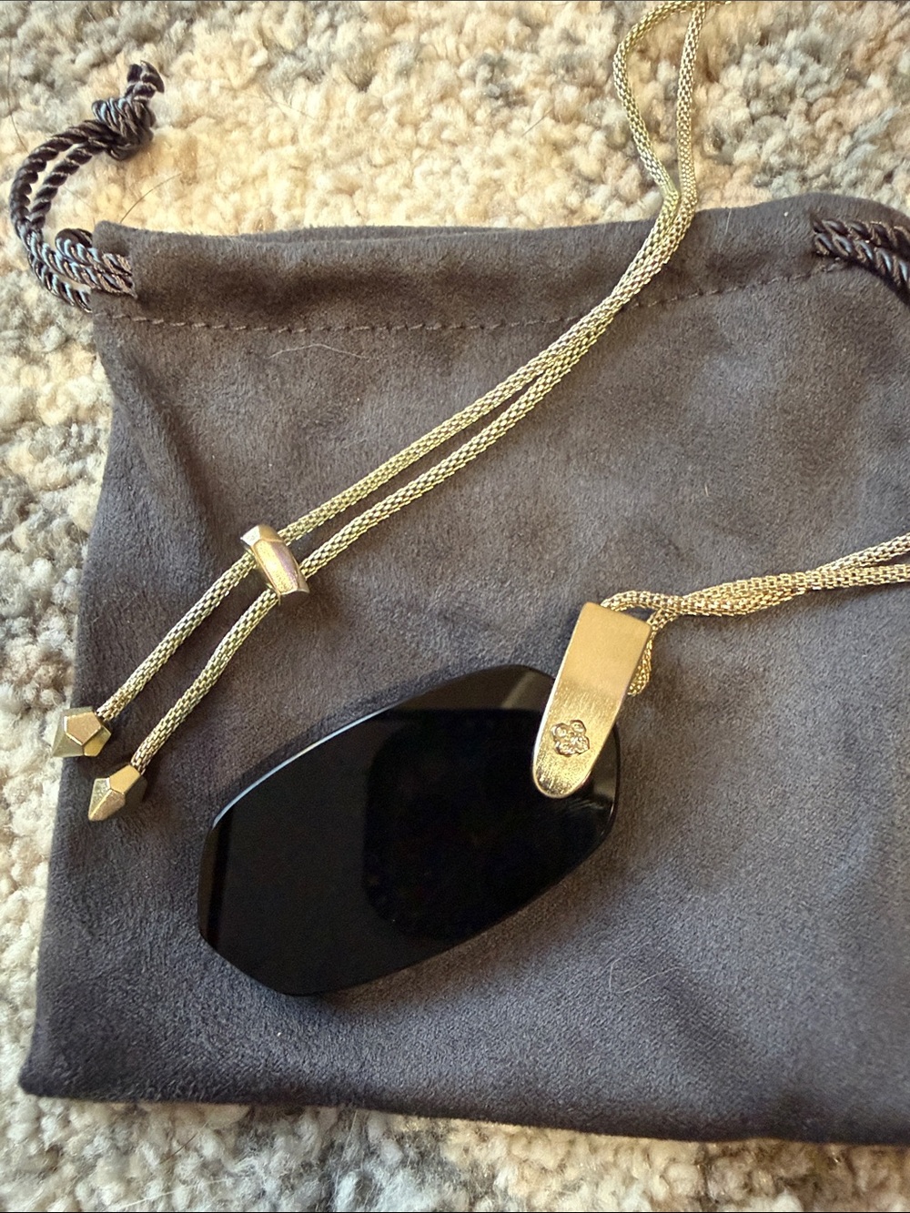 Kendra Scott Gold Chain Necklace with Black Pendant